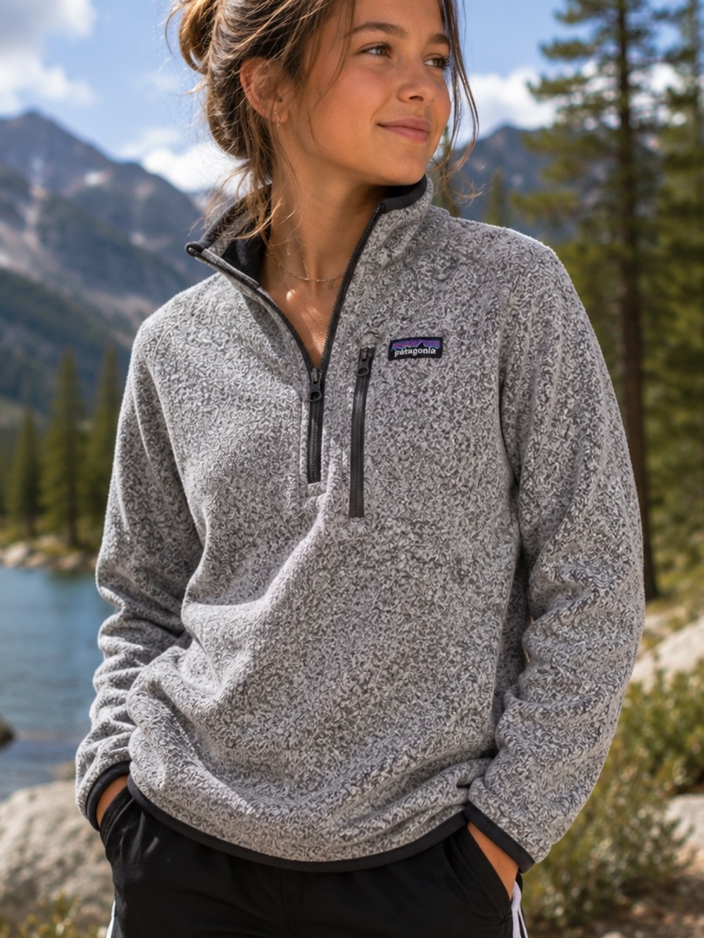 Patagonia Better Sweater 1/4 Zip Fleece Pullover Kids XXL 16-18 Gray Youth
